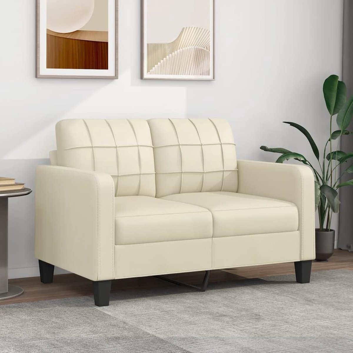 Fauteuil, gestoffeerde sofa bed voor woonkamer/modern kantoor, bank van kunstleer, 1/2/3-zits, crème, 120 cm