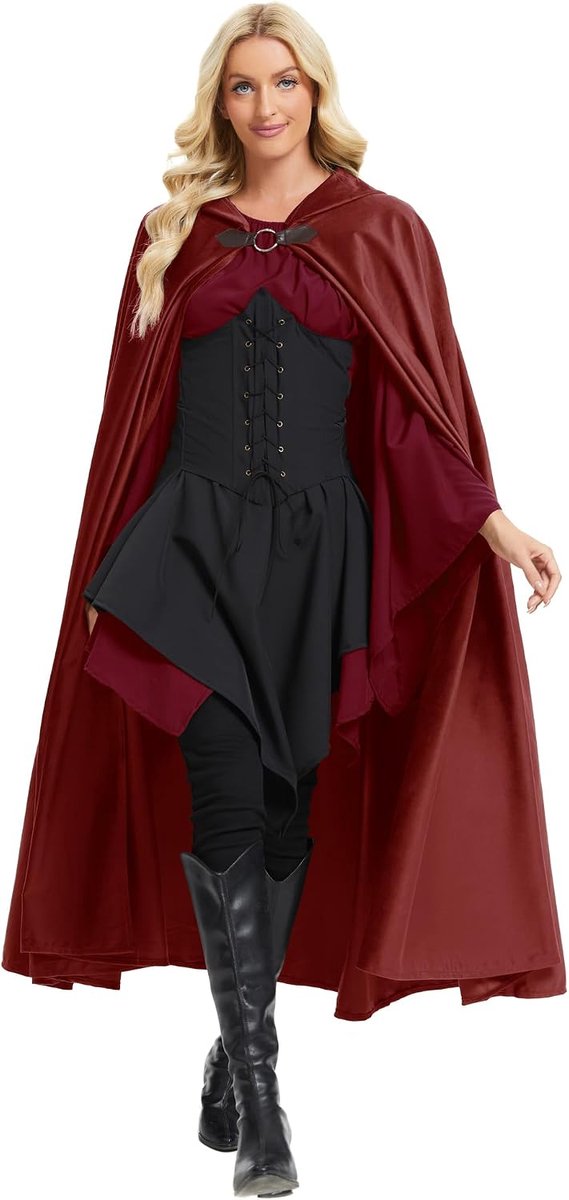 Renaissance, cape met capuchon, fluweel, mantel voor mannen en vrouwen, Victoriaanse steampunk, middeleeuwse cosplay cape