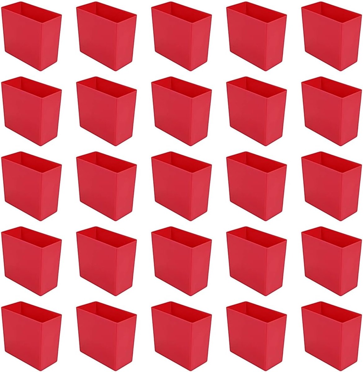 25 stuks inzetbakken E90/3, 99x49x90 mm, rood, industriestandaard, voor laden, assortimentsboxen etc., gemaakt van hoogwaardig slagvast polystyreen
