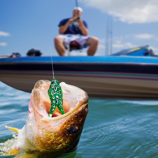 6 Stuks Kikkerlokmiddelen voor het Vissen op Baars, Zacht Kunstaas op het Wateroppervlak voor Baars Snoek Meerval Snoekbaars Slangenkopvis Forel in Zoetwater en Zout Water — afbeelding 3