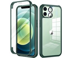 Seacosmo Beschermhoesje voor iPhone 12 Mini, geïntegreerd gehard glas 9H voor scherm, HD-folie voor camerabescherming, robuust, 360 graden schokbestendig, voor- en achterkant, dubbelzijdig hoesje