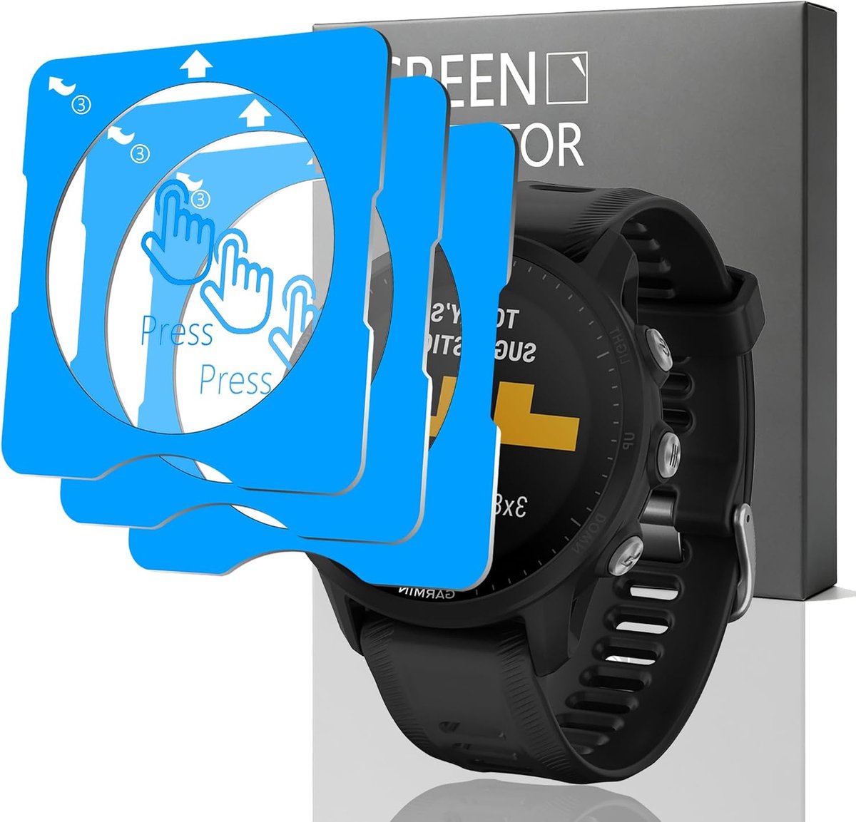 Gehard glas voor Garmin Forerunner 955 displaybescherming. HD helder, 9H krasbestendig, 3 stuks gehard glas screenprotector.