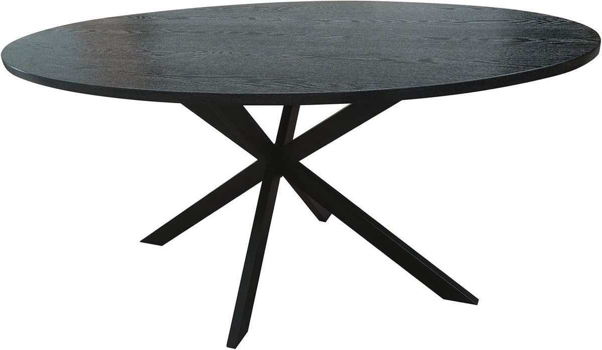 Eettafel ovaal 160x100cm Rato zwart ovale tafel MDF eetkamertafel