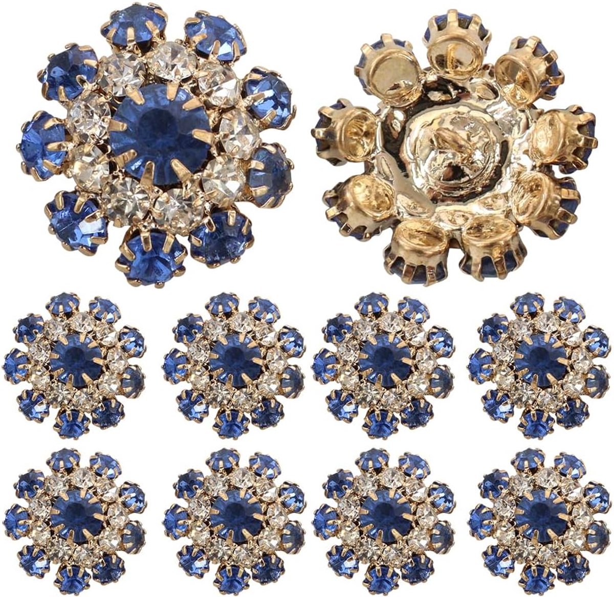 Gold Tone Paddestoel Knop Diamant Schacht Knop Jas Versier Naaibenodigdheden voor DIY Kledingstuk 5 stuks (Blauw)