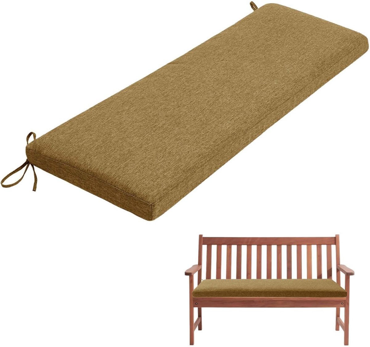 Generisch Bankauflage, Abnehmbarem Sitzkissen Banks, rutschfeste Gartenbank Auflage, Waschbar Sitzauflage Banks für Innen Outdoor Fensterbank Couch ban k Eckbank Auflagen,Light Brown,150x50x5cm