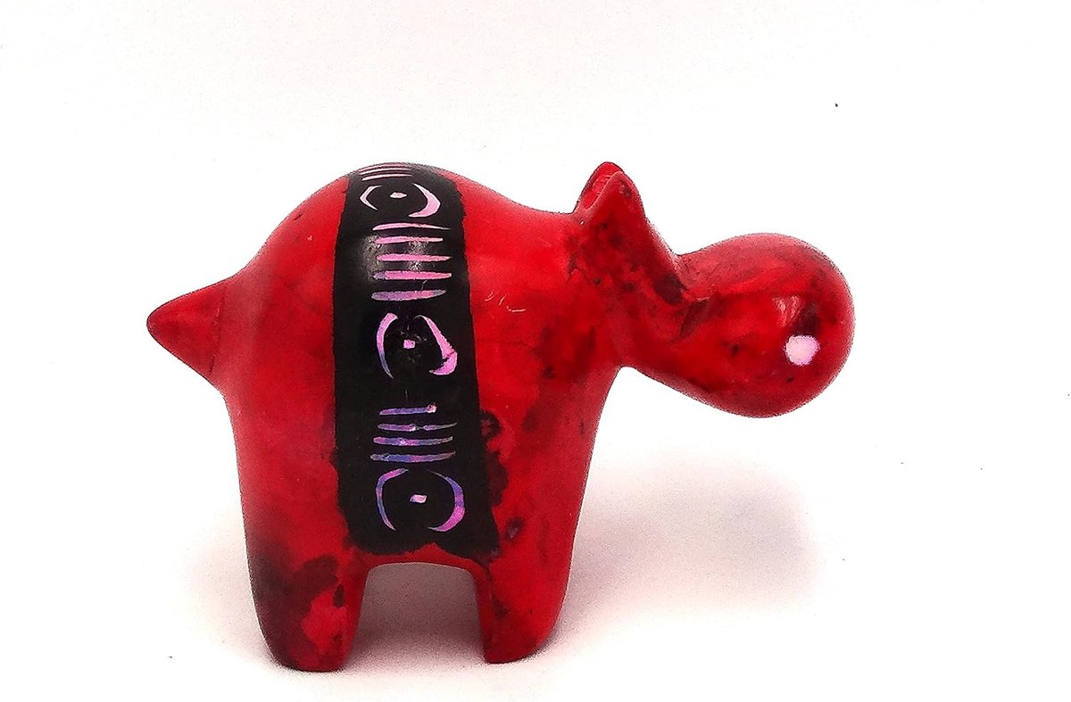 Hippo in rood met zwarte patronen | Beeldje Dierlijke Geschenken Ornament Ambachten Home Interieur Decoraties Kantoordecoraties