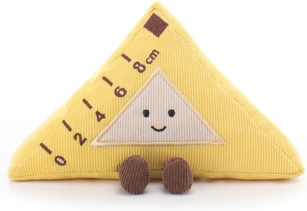 Lamb Weisheits Geodriehoek, schrijfwaren, pluche dieren voor kinderen, zacht schattig knuffeldier voor baby's, meisjes en jongens, geel, 10 cm