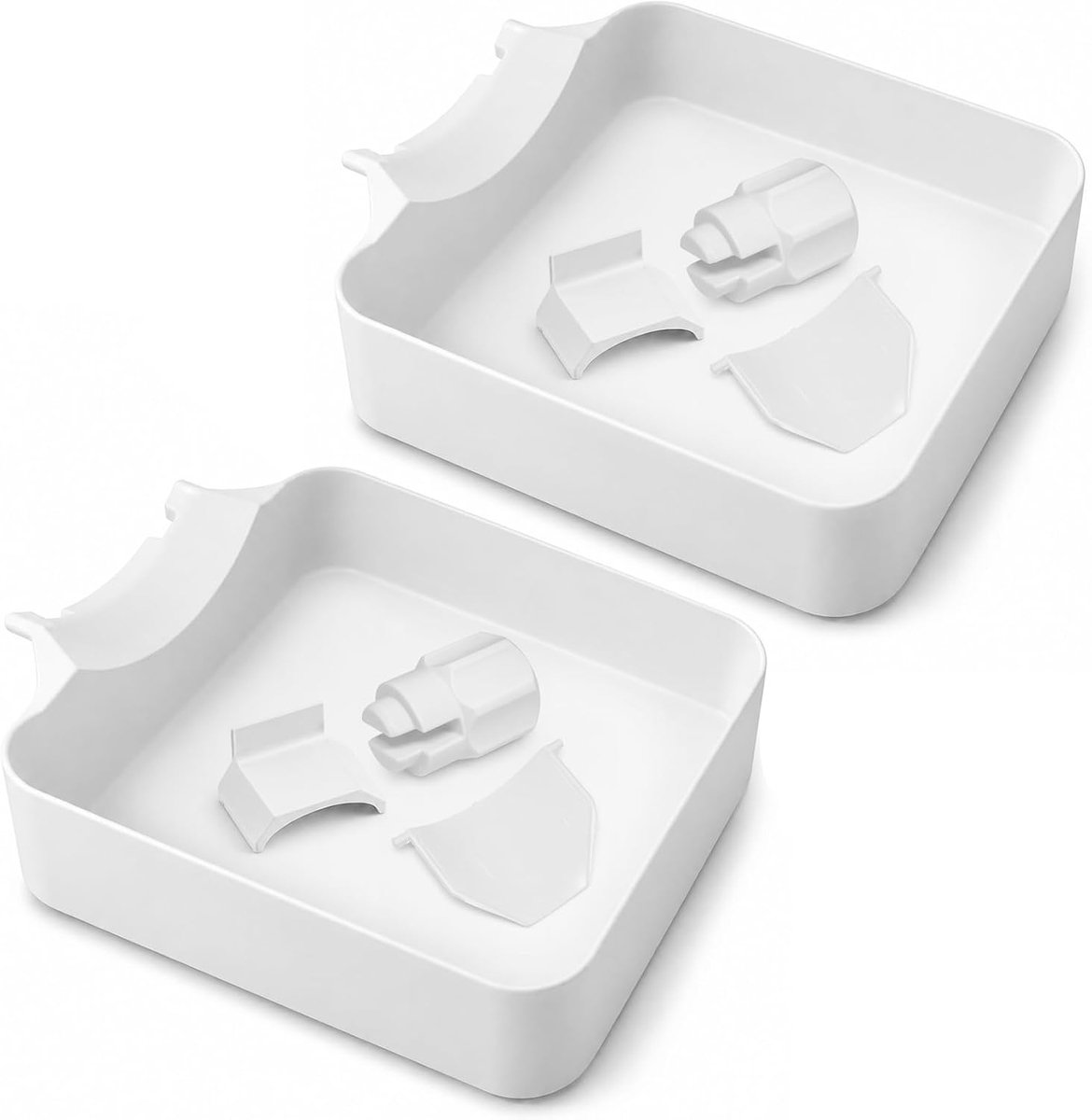 Wasmachine-opvangbak, 2 stuks wateropvangbak voor voorlader, universele pasvorm, 17,8 × 17,8 cm, voorkomt lekken op de vloer, voor kelder, woning, camper, huiseigenaar