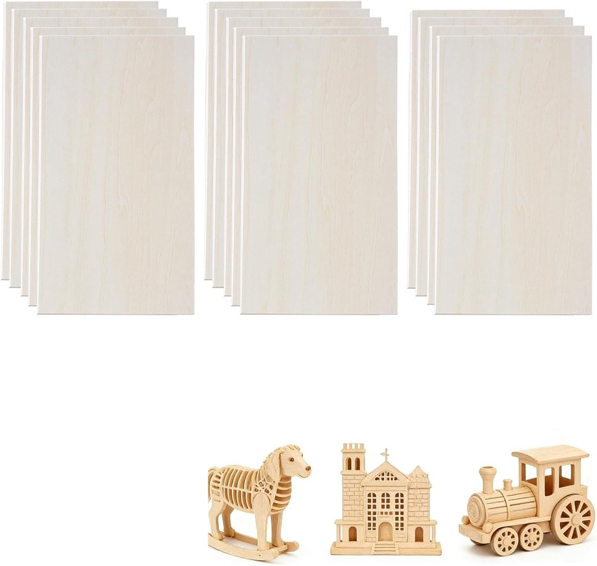 14 Stuks Houten Platen, 300 x 100 x 15 mm, Onbehandeld - Ideaal voor DIY en Craft Projecten