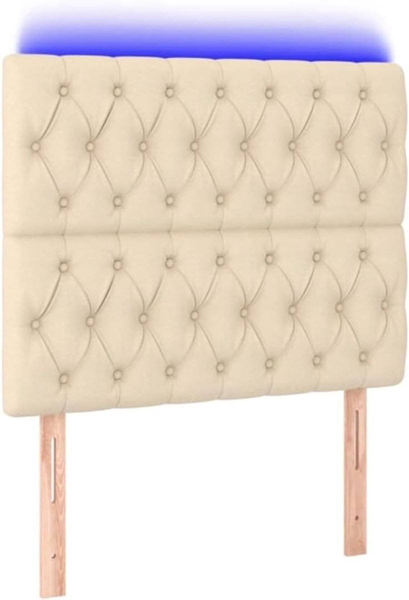Hoofdeinde, crème, 100 x 7 x 118/128 cm, stof, voor bedden zonder hoofdeinde, ideaal voor slaapkamer en moderne woonkamers, eenvoudige montage, gemakkelijk te reinigen en rugvriendelijk zitten