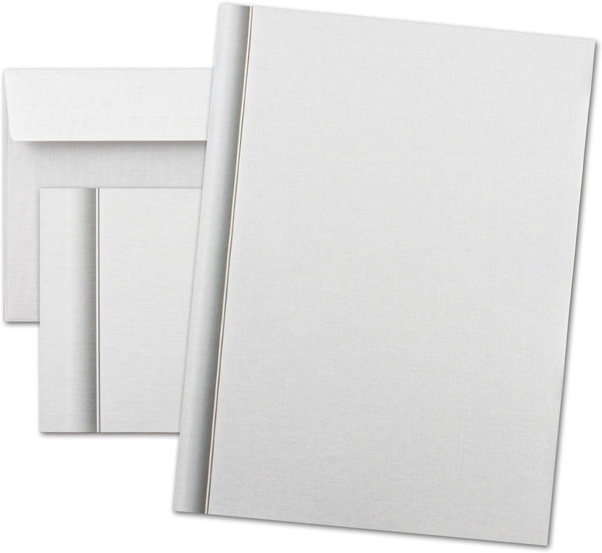 25 x rouwset - rouwpapier DIN A4 & envelop DIN lang - met linnenstructuur en schaduwrand - 297 x 210 mm - 100 g/m² - condoomset bedrukbaar voor bedankje, uitnodiging, weergave van rouwen