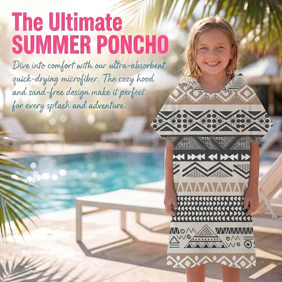 Surfponcho, omkleedhanddoek, badjas met capuchon voor volwassenen (heren en dames). Ideaal voor zwemmen, het strand, surfen, duiken, thuis, warmwaterbronnen en baden, Kid-M — afbeelding 2