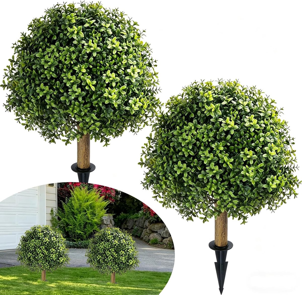 60cm set van 2 kunstbuxusballen