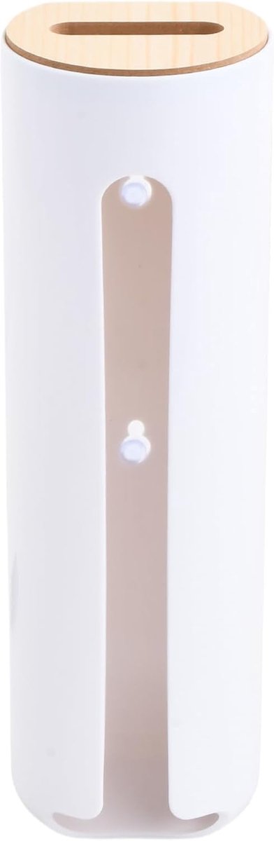 Remover pads met houten deksel, dispenser voor wattenschijfjes, wandhouder voor wattenschijfjes voor het opbergen van badkamer en organisatie, wit
