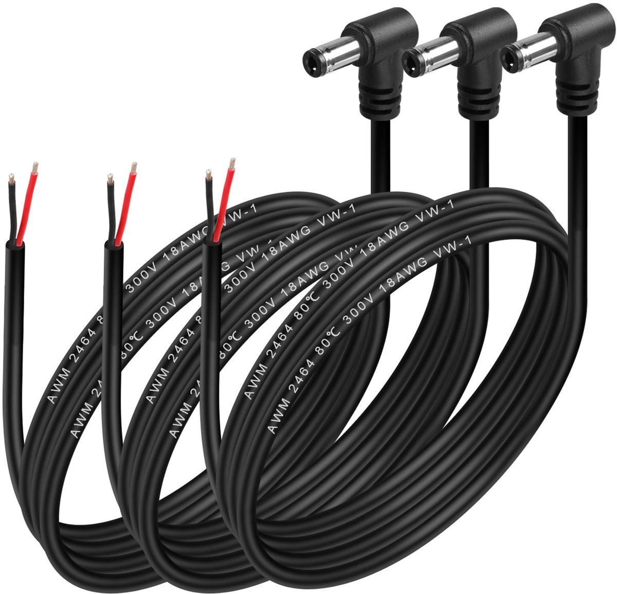 5521 90 graden rechte hoek spiraal netsnoer 18 AWG DC connector mannelijke stekker open spiraal stroomkabel voor camera (18AWG)