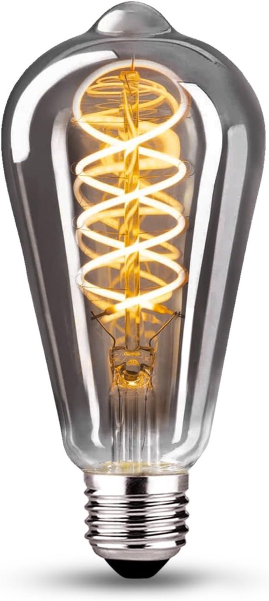 Led Lamp Dimbaar Gloeilamp E27 Vintage Warm Wit ST64 4W Edison Led Gloeilamp Ideaal Voor Decoratieve Nostalgie En Retro Verlichting, Grijs-1 stuk(YHS6PBT1)