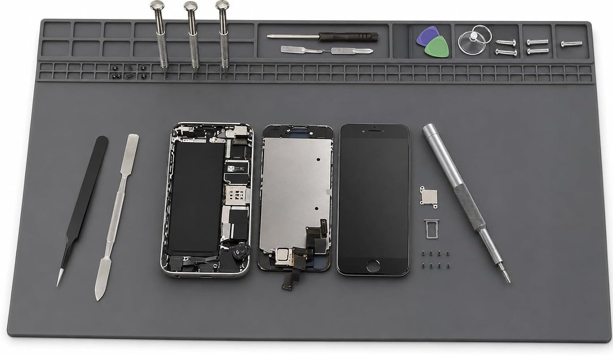 Siliconen, 500 °C, hittebestendig, 60 × 35 cm, grote werkbankmat, antistatische reparatiemat voor soldeerwerkzaamheden, mobiele telefoon, computer, iPad, horloges en
