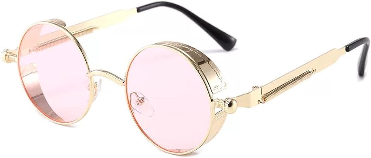 Gothic Steampunk Zonnebril Luxe Mannen En Vrouwen Retro Ronde Metalen Frame Zonnebril Uv400-COLOR-24