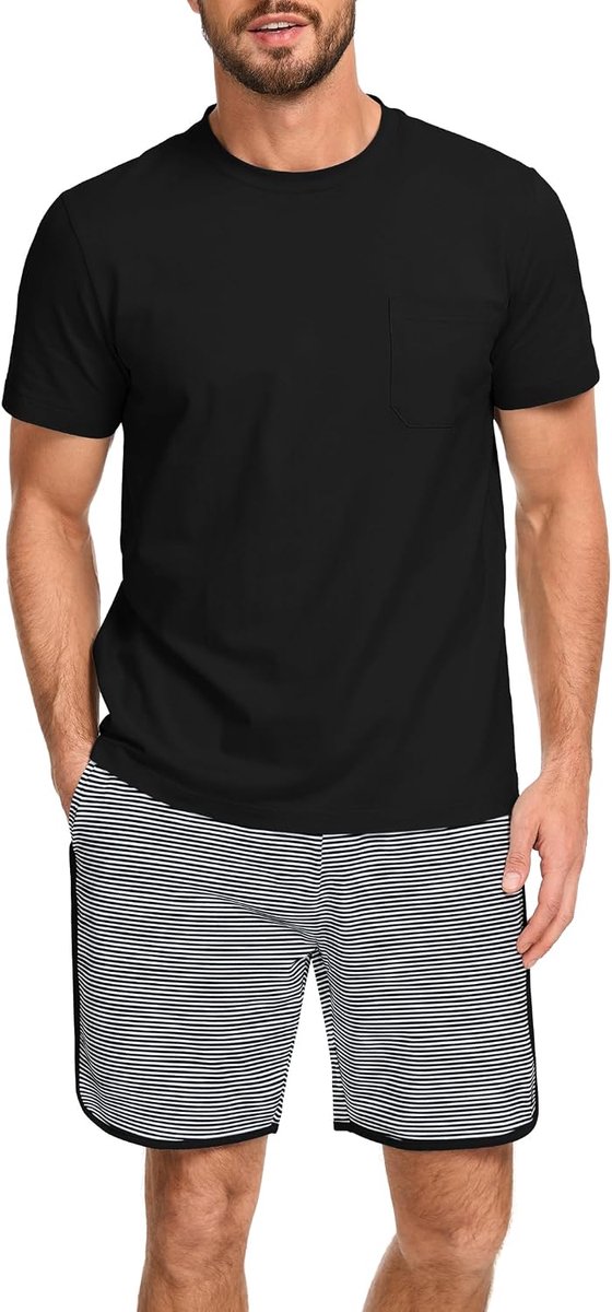 Pyjama heren korte strepen pyjama set zomer katoen pyjama voor mannen nachtkleding shorty tweedelige pyjama's