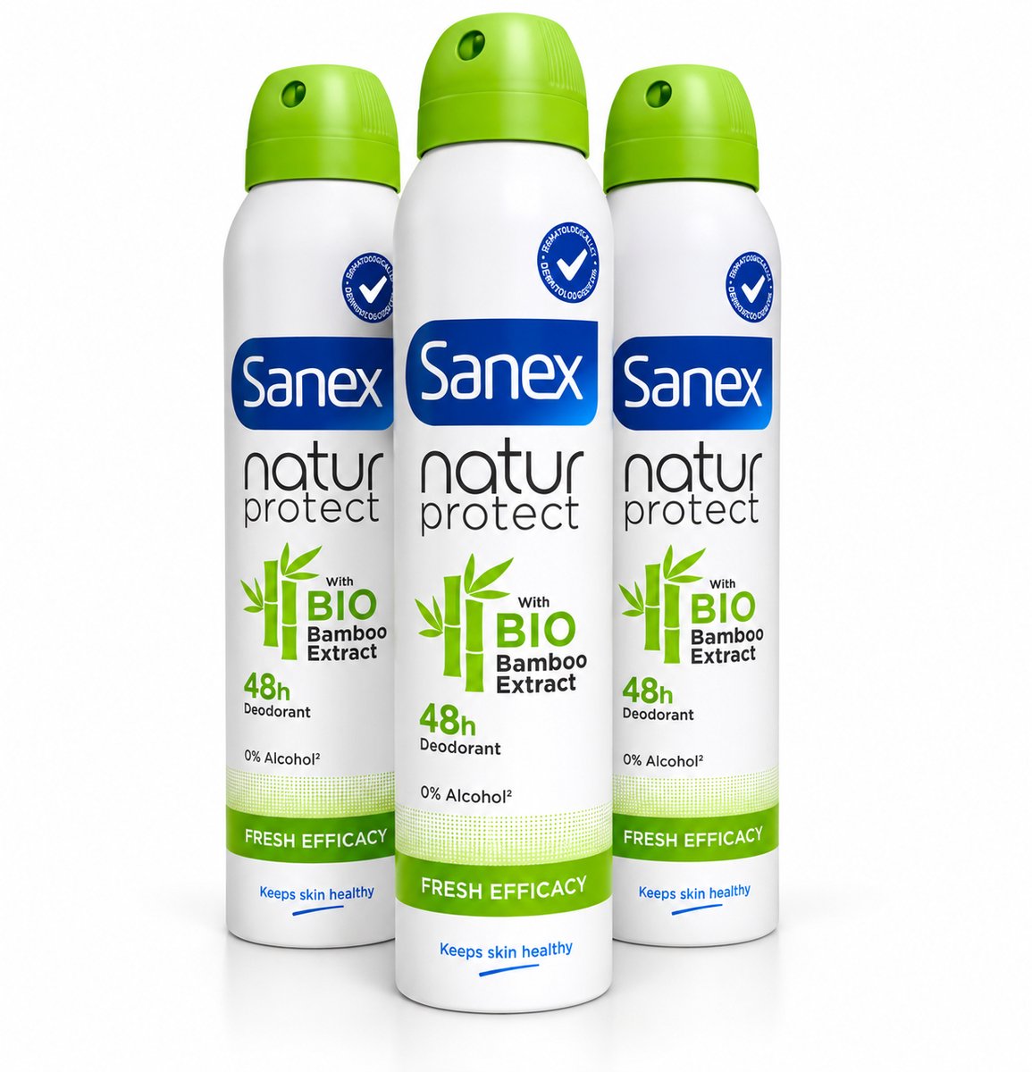 Sanex Natur Protect Deodorant Spray – Bio Bamboo Extract – 48H – 0% Alcohol – 3 x 200 ml