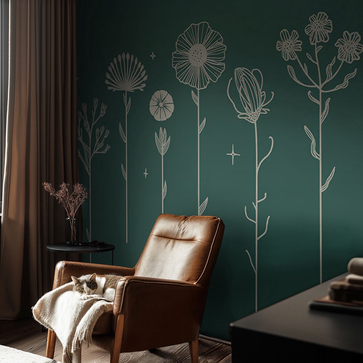 Coloray Vliesbehang - Groente Snellijm Behang - 104x70 cm - Subtiele Bloemen Muurschildering - Gang behang Bloemen En Planten - Fotobehang Vlies - Slaapkamer behang