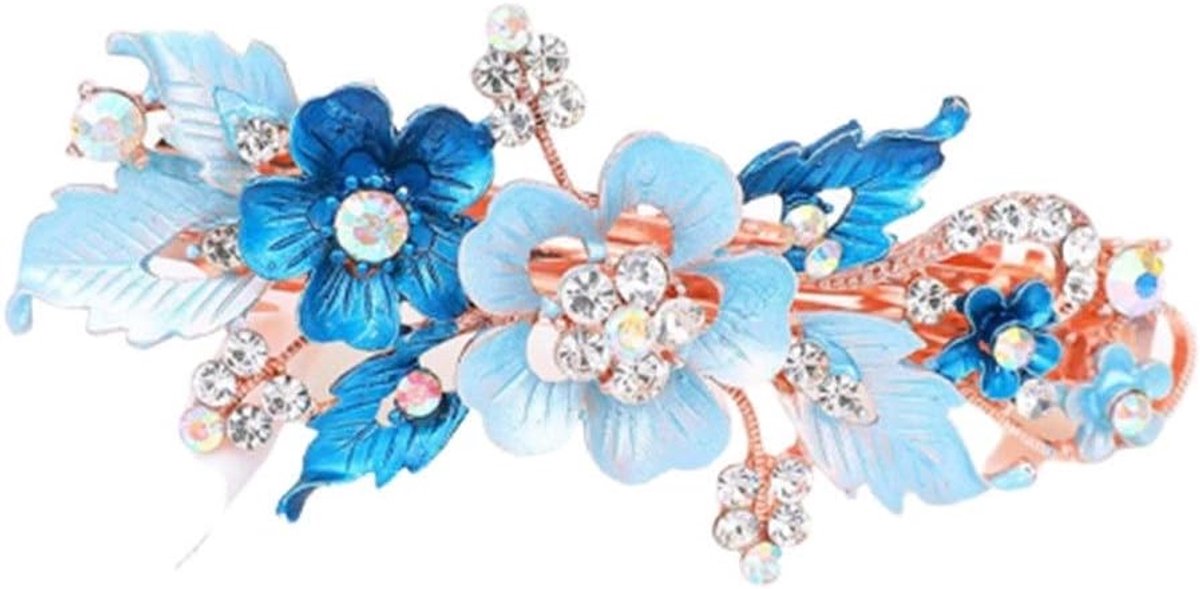 Hangende Rhinestone Flower Core Hairpin Fashion Girl Hairpin hoofdtooi vriendin sturen Big Hairpin Spring Clip Haar Accessoires (Color : Blue)