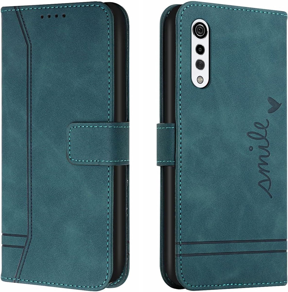 Telefoonhoesje voor LG Velvet / G9 / G900 Hoes, PU Lederen Flip Wallet Case met Kaartenvakken en Folio Cover Beschermhoesje voor LG Velvet / G9 / G900 Hoesje, Groen
