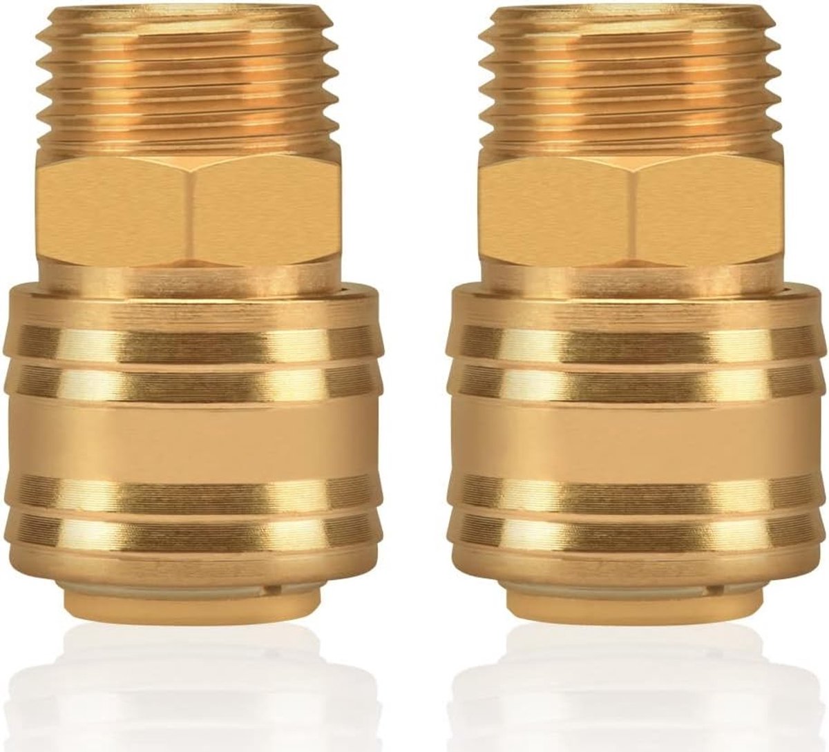 Set van 2 Gecomprimeerde Luchtfittingen, 1.2 cm Binnenplug, Koppeling Bushing voor Slangverbindingen en Draadverbindingen