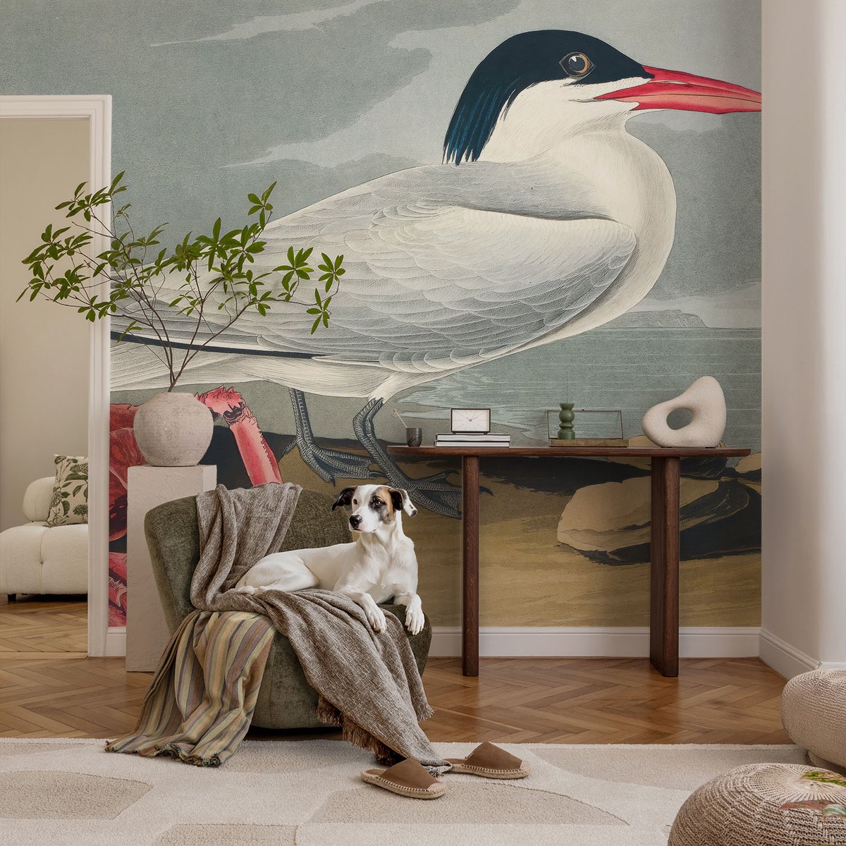 Coloray Vliesbehang - Grijs Snellijm Behang - 104x70 cm - Zeegezicht Fotobehang Vlies - Woonkamer behang Dieren - Muurschildering - Woonkamer behang