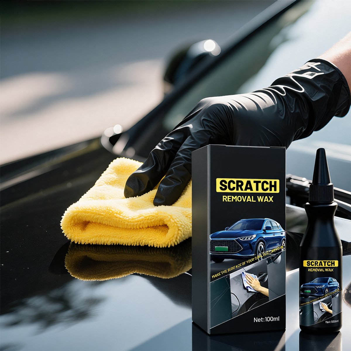 Reparatieset voor autokrassen - Krassenverwijderaar voor auto's - Krassencrème voor auto's - Autoreparatie & -onderhoud - Onderhoud & opknappen van autolak - 100 ml - Met spons – foto 4
