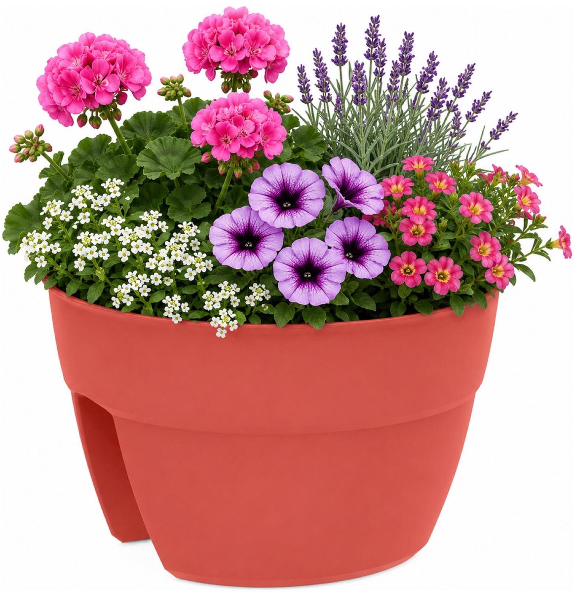 EDA Balkon plantenbak / bloempot Osaka - terra - 30 x 20 cm - rond - kunststof - voor planten en kruiden