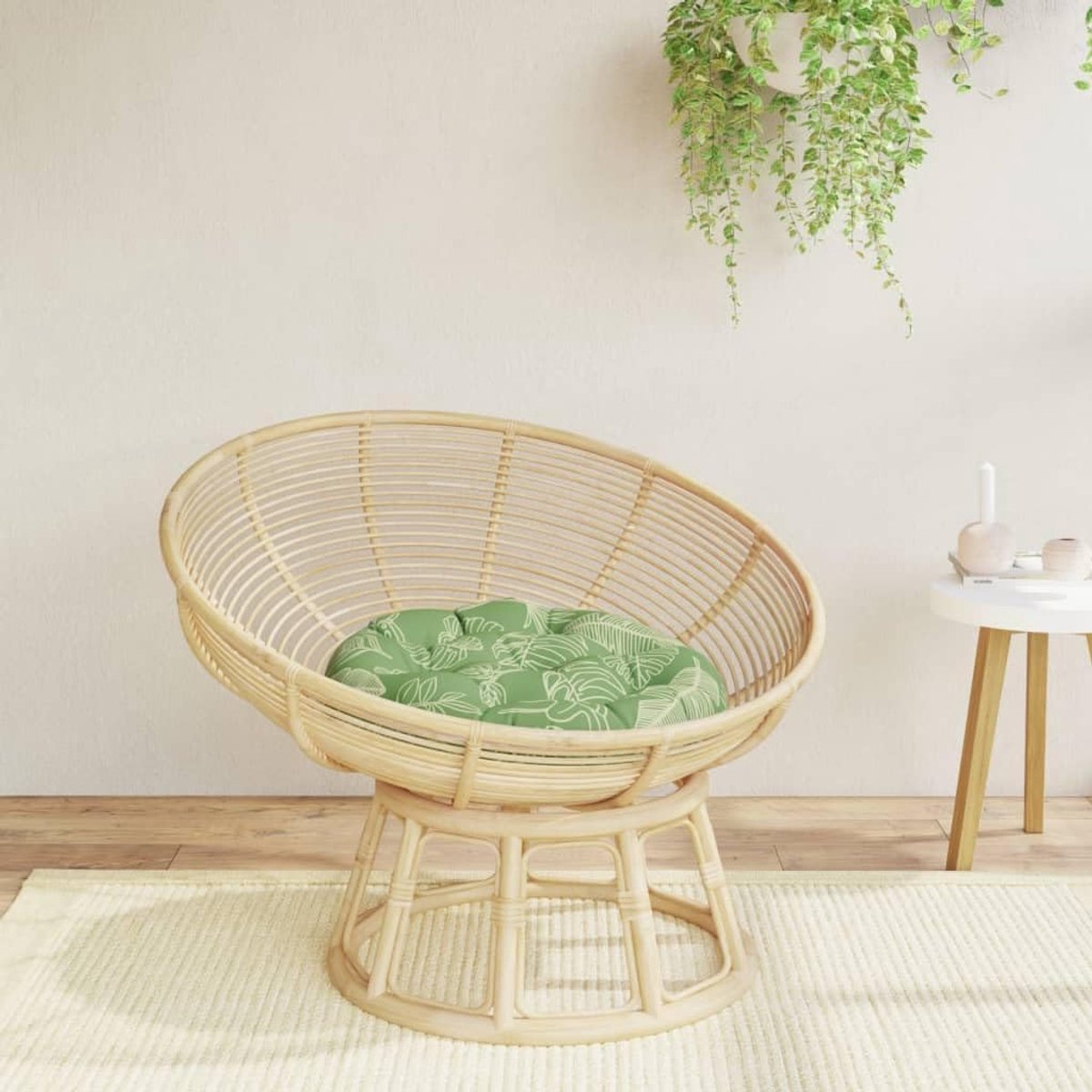 Tuinkussen met bladpatroon, diameter 60 x 11 cm, van Oxford-weefsel, 1 stuk voor buiten en als duurzaam zitkussen voor stoelen en krukken, waterafstotend