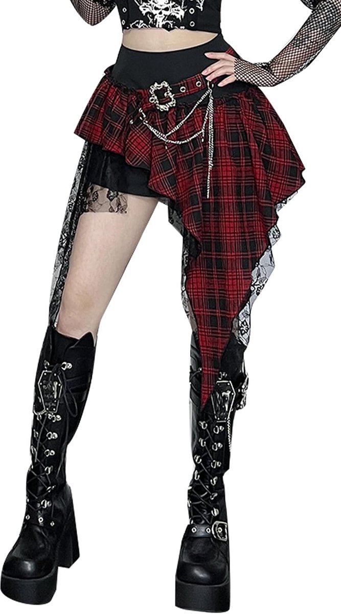 Geruit, onregelmatig, tennisrok, mini/midi/lang/korte rok, hoge taille, A-lijn, skaterrok, veelzijdig, plaid, plooien, maat S-L