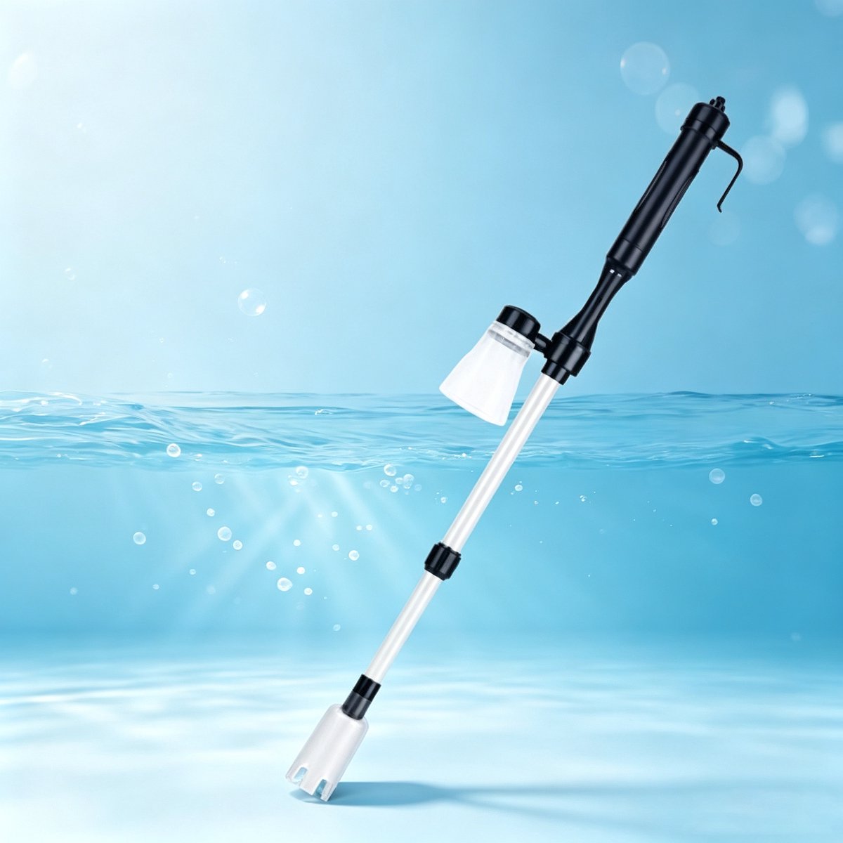 Automatische elektrische aquariumstofzuiger en waterververser zwart totale lengte 56–82 cm voor visafval en bodemreiniging