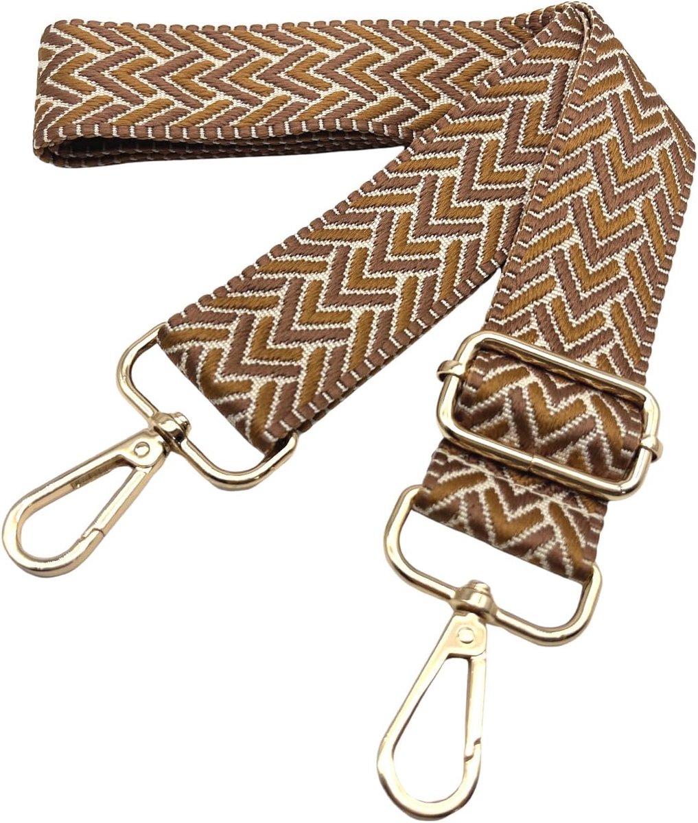 Tasriem, brede schouderriem voor tas, tasriemen om te wisselen, gouden karabijnhaak, schouderriem voor dames, handtassen, crossbody, DIY, bruin, 3,8 cm, 17