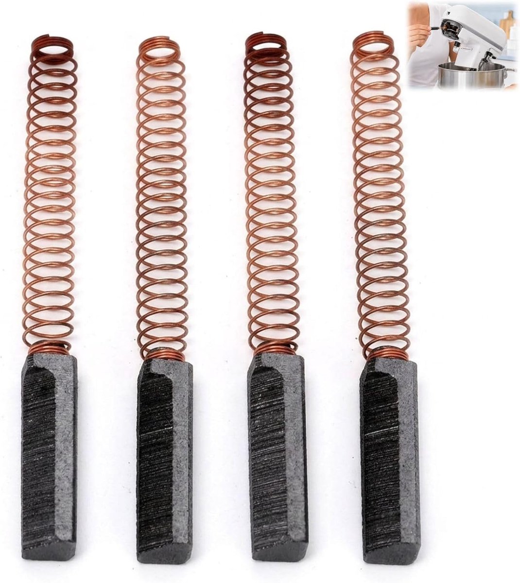 Set van 4 koolborstels, motorborstels voor keukenrobot, voor mixer, compatibel met modellen 5KSM90, K45, 5KSM150, 5KSM125, 25 x 6 x 6 mm, vervanging van losse onderdelen