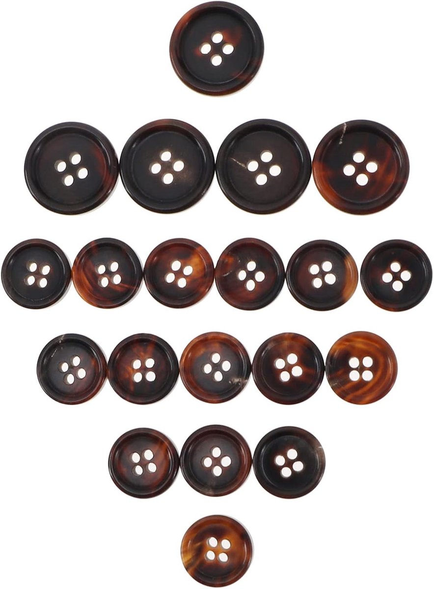 20Pcs 4 Gaten Knop Natuurlijke Buffalo Hoorn Bevestigingsmiddel Koffie 2 Maten Voor Blazers Suits Kostuums Ambachten