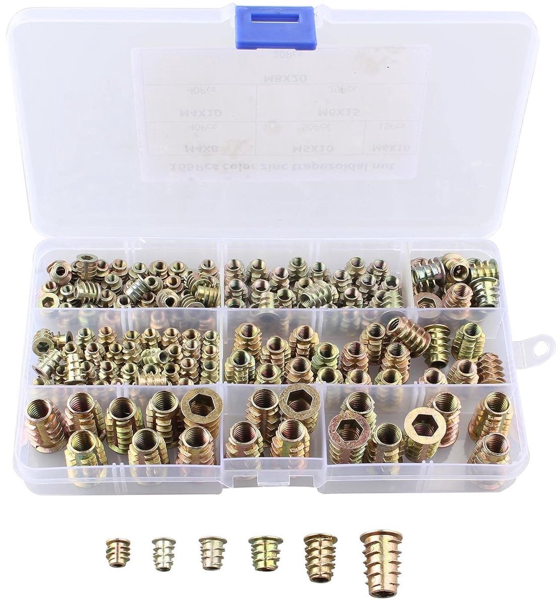 165 Stuks Schroefdraad Inzet Moeren, Zeskant Moer Schroef Zink Legering Meubels Zeskant Moer Geassorteerde Klinknagels Moeren Set M4 M5 M6 M8