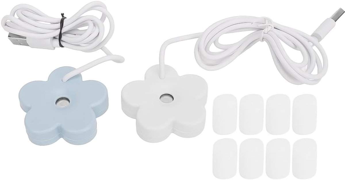 2 stuks Mini USB Bloemenbevochtiger Creatieve Draagbare USB Mini Bevochtiger voor Kantoor Slaapkamer Reizen Stille Waterbeker Bevochtiger Wit en Blauw