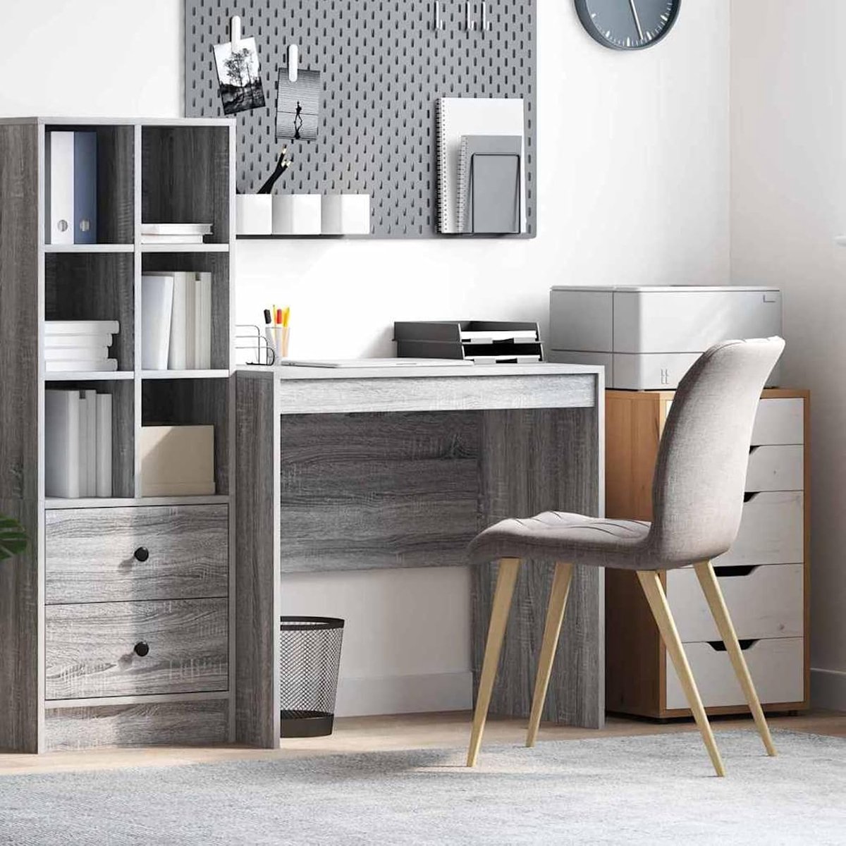 Bureau, grijs, Sonoma 80 x 50 x 76 cm, houtmateriaal, bureau, computertafel, bureautafel voor thuiskantoor, werkkamer, studentenkamer, woonkamer, 869431