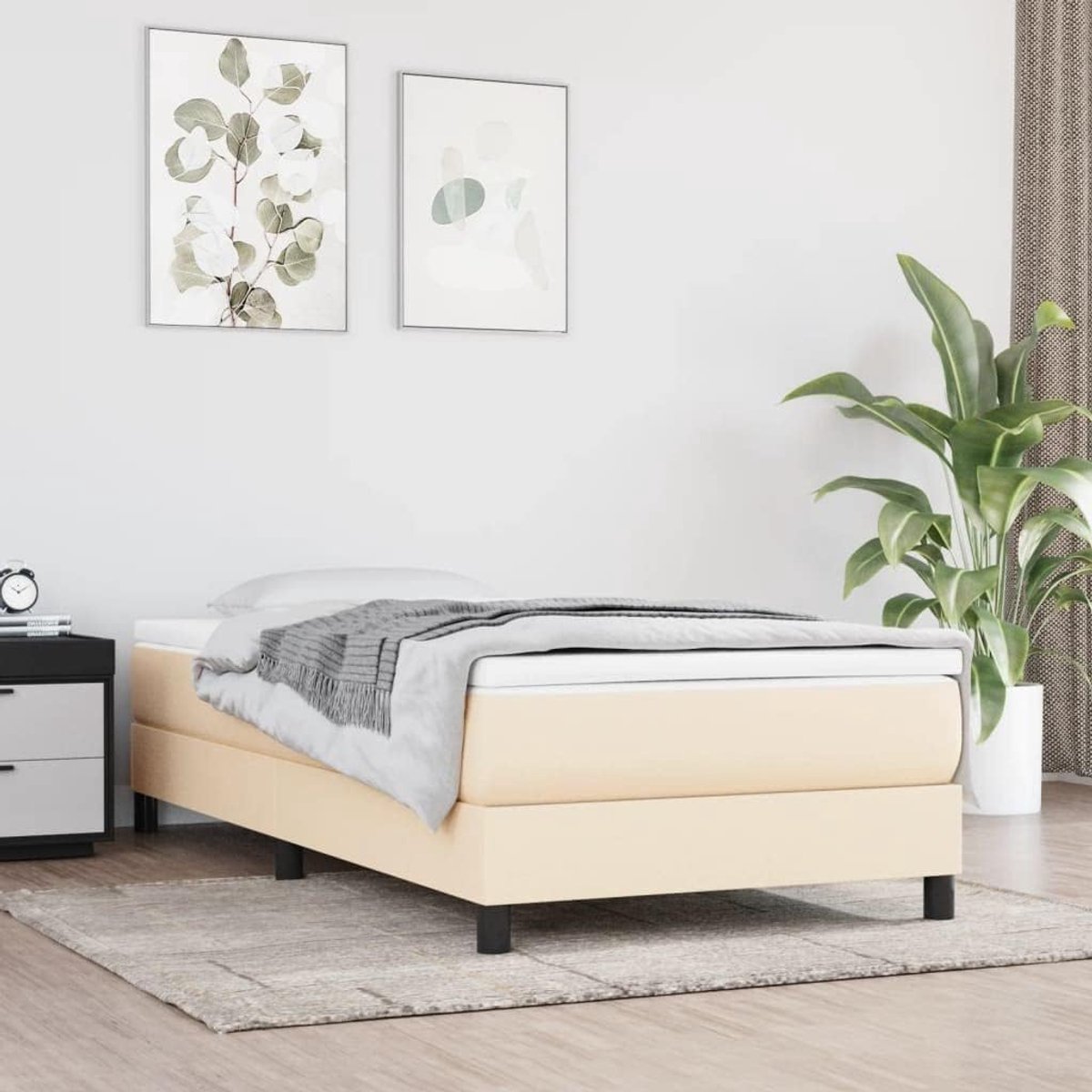 Boxspringbedframe stevige poten Crème 90x200 cm