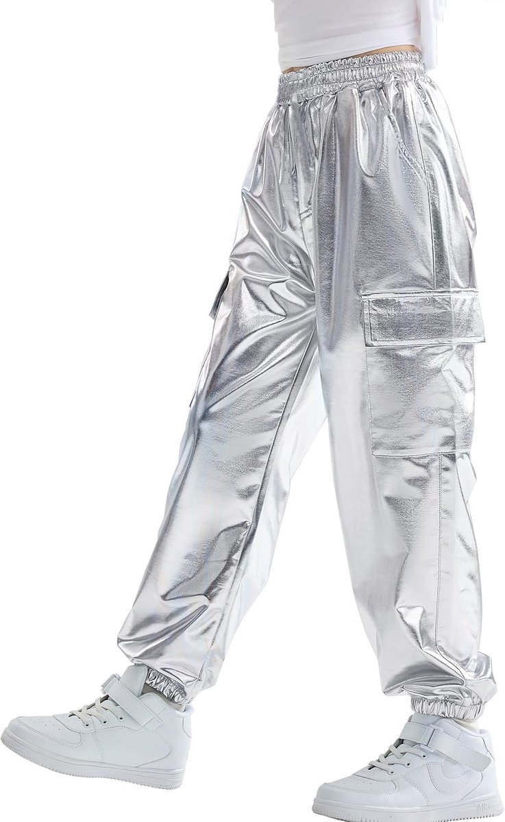 Hiphopbroek voor meisjes, cargobroek met stretch voor jongens, joggers, streetwear en dans