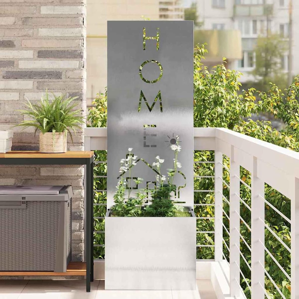Tuin zichtwerend doek zilver 50 x 140 cm roestvrij staal, elegante zichtwerende elementen tuindecoratie muur voor balkon zwembad entree en hotel 876494