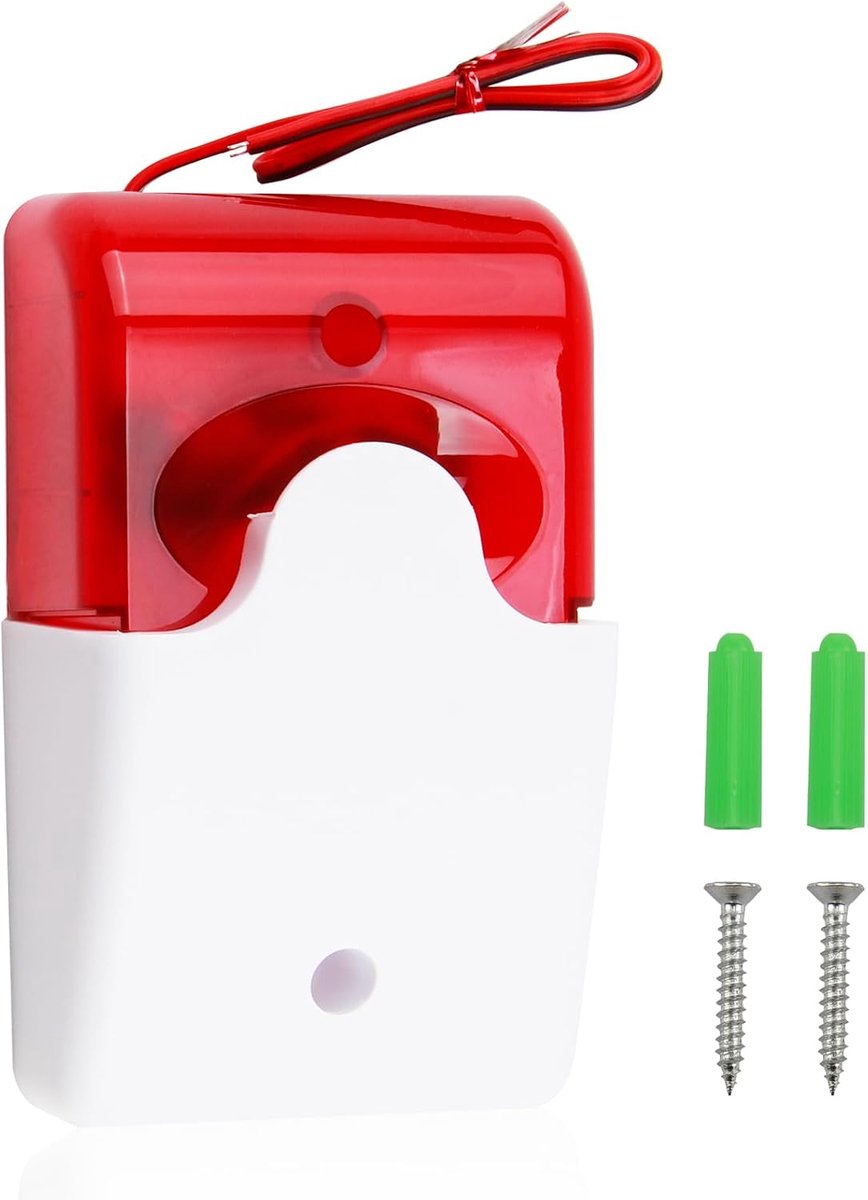 Geluidsalarm met geluidslicht, stroboscoopalarmsysteem, akoestisch alarm en schokbestendig rood knipperlicht, 110 dB sirene en 150 keer per minuut (220 V)