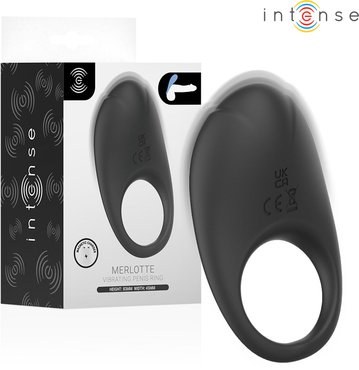 INTENSE - MERLOTTE VIBRATING PENIS RING WITH CLITORIS STIMULATION BLACK