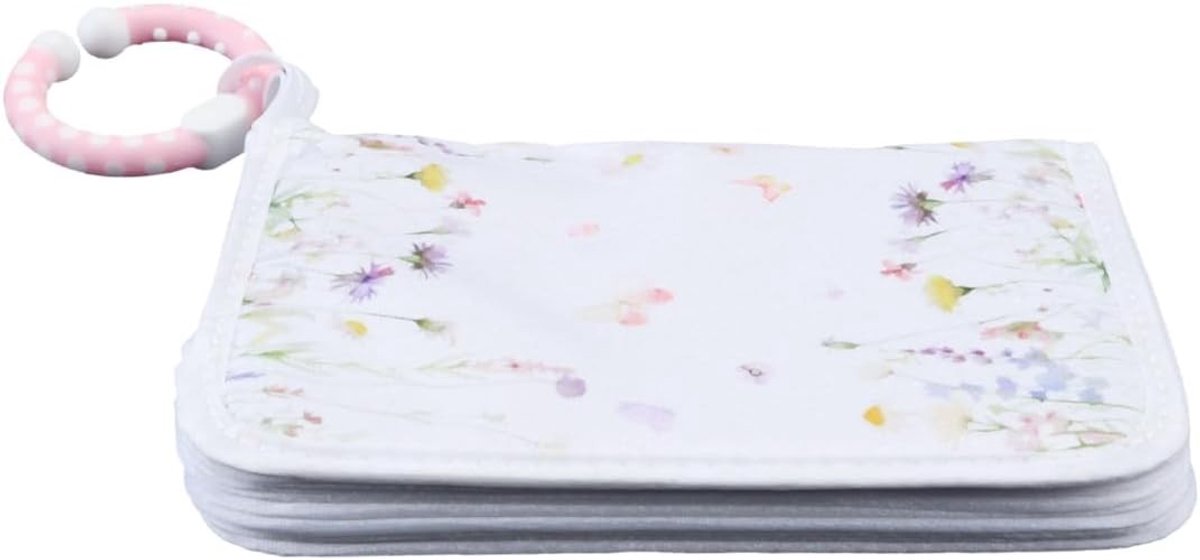 Zacht stoffen fotoalbum met haakwerk spiegel, eerste fotoalbum voor baby's met 17 6x4 foto's, perfect kraamcadeau voor pasgeborenen en ouders
