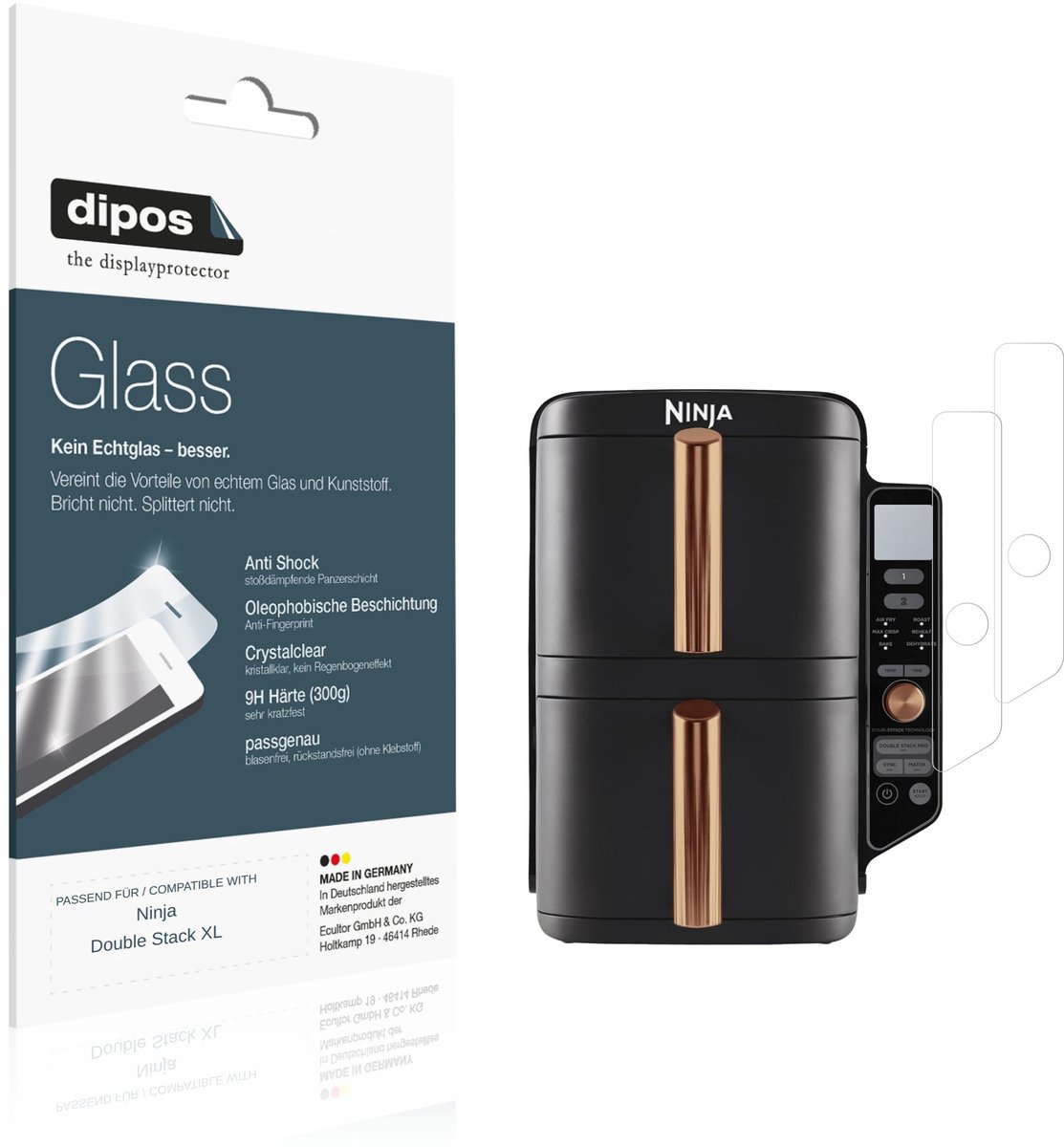 dipos – 2x Pantserfolie geschikt voor Ninja Double Stack XL | 9H Screenprotector