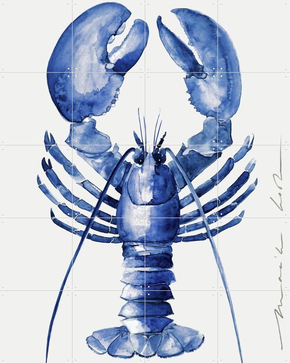 IXXI Lobster - blue, Maaike Koster & My Deer Art Shop - 80 x 100 cm - Gratis ophangtool - Grote wanddecoratie en posters - Realisme, Illustraties