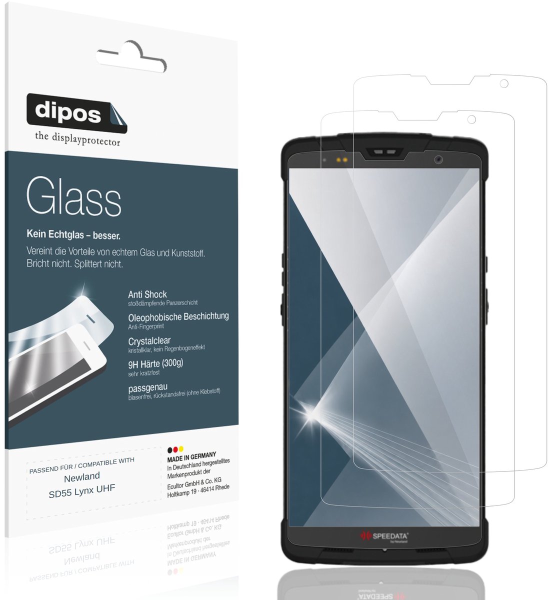 dipos – 2x Pantserfolie geschikt voor Newland SD55 Lynx UHF | 9H Screenprotector