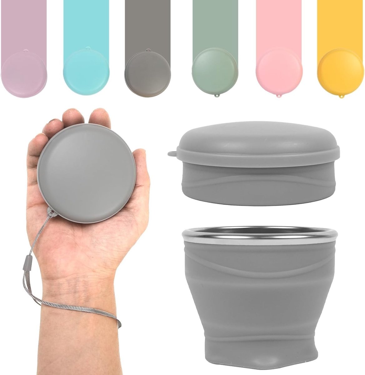 Vouwbare Siliconen Drinkbeker met Deksel, 180ml, Herbruikbaar, BPA-vrij, Ideaal voor Reizen, Picknicks en Wandelen